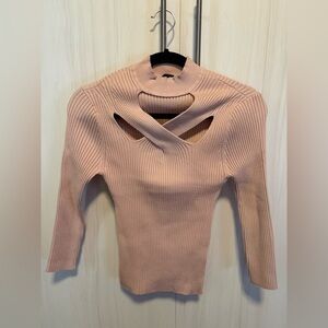 White House Black Market Ribbed Knit Top in Light Pink Size S NWOT